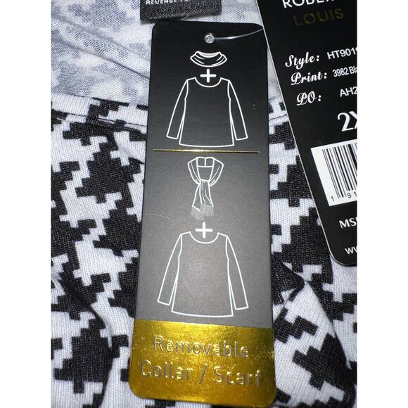 Houndstooth 2X Comfort Swing DRESS A-Line Soft Stretch Knit Removable Scarf NEW - Picture 10 of 10